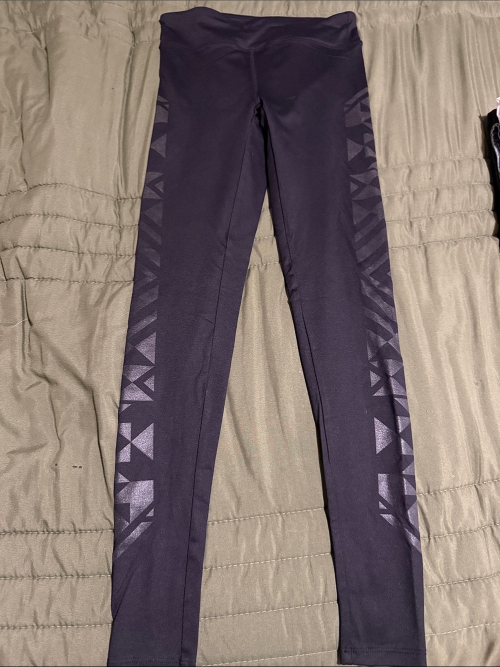 Forever 21 Black Leggings with Subtle Geometric Side Print